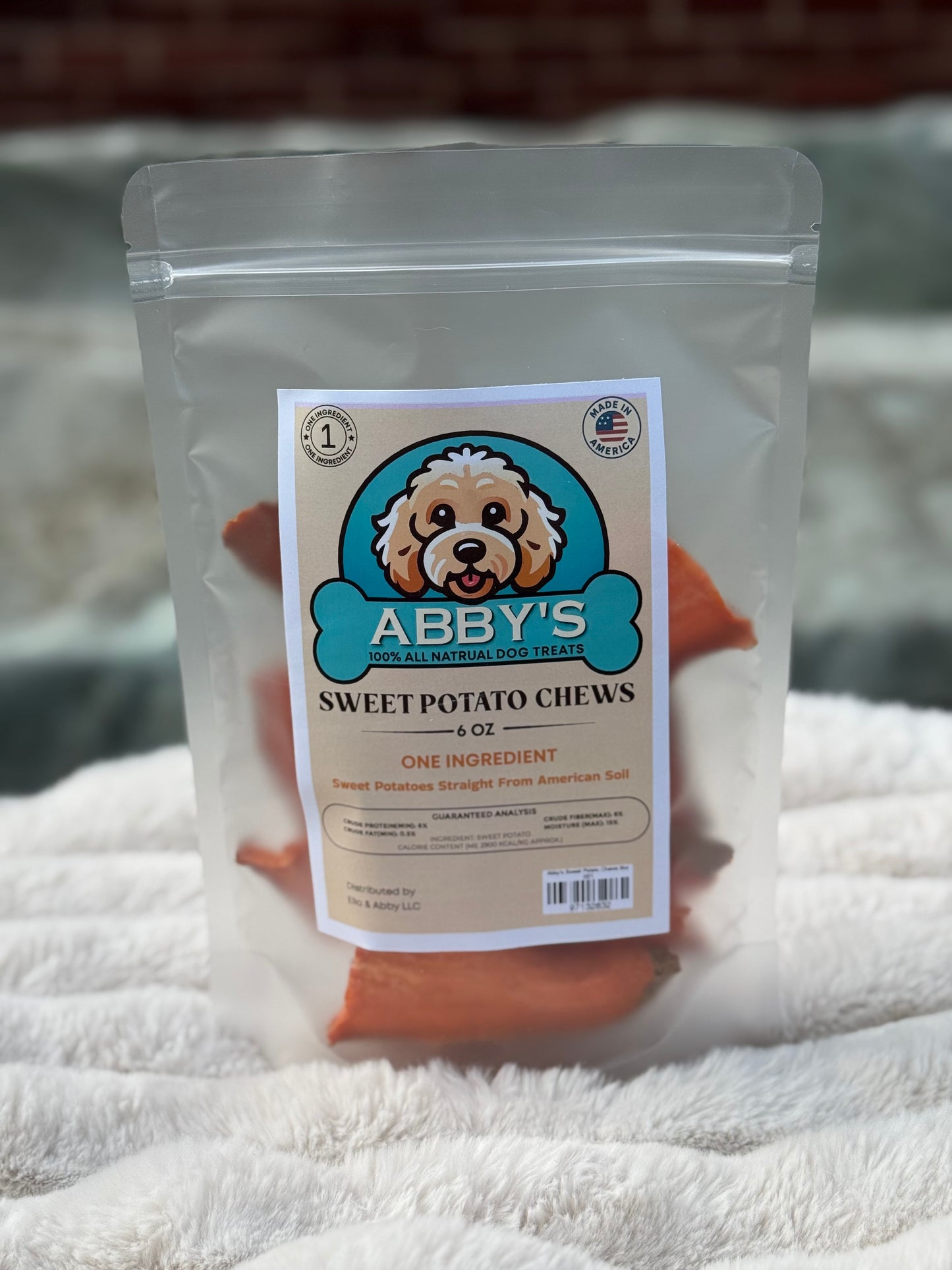 Abby's Sweet Potato Chews 6oz- USA Made-One Ingredient- 100% All Natural