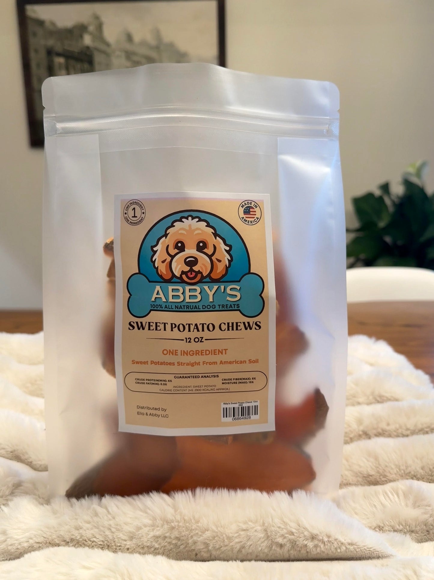 Abby's Sweet Potato Chews 12oz- USA Made- One Ingredient- 100% All Natural