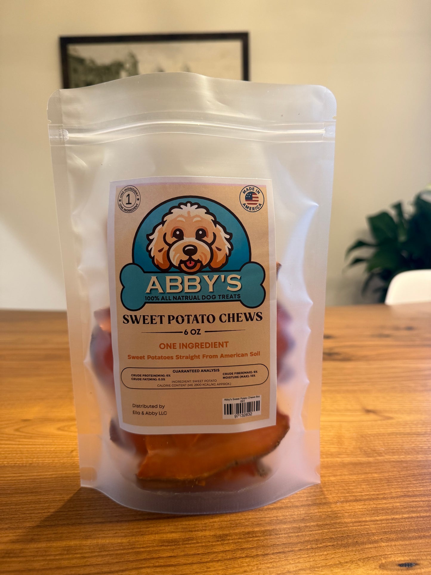 Abby's Sweet Potato Chews 6oz- USA Made-One Ingredient- 100% All Natural