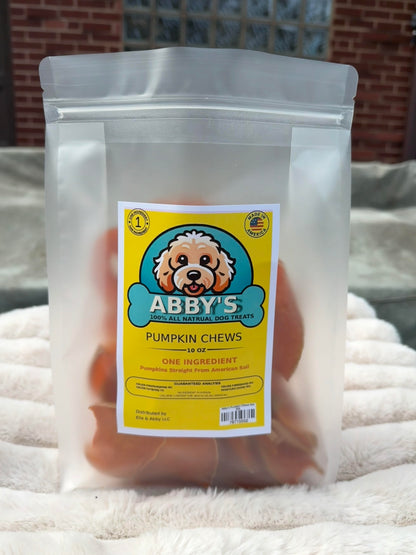 Abby's Pumpkin Chews 10oz- USA Made- One Ingredient- 100% All Natural