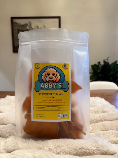 Abby's Pumpkin Chews 10oz- USA Made- One Ingredient- 100% All Natural